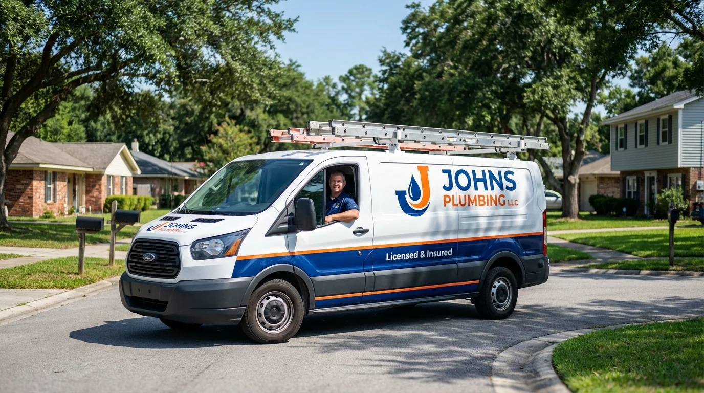 Johns Plumbing LLC service van in Hinesville, GA