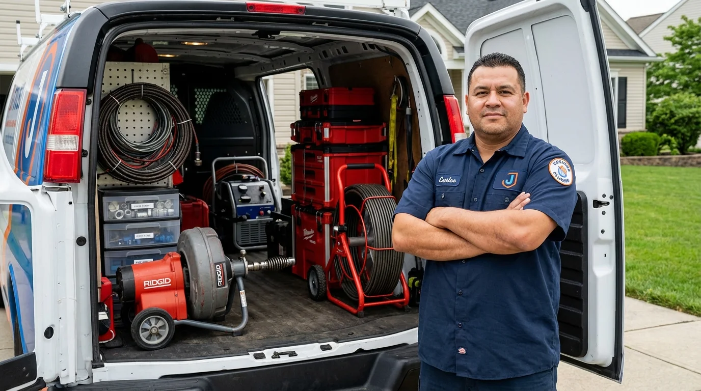 Professional drain cleaning equipment and Johns Plumbing LLC plumber in Hinesville