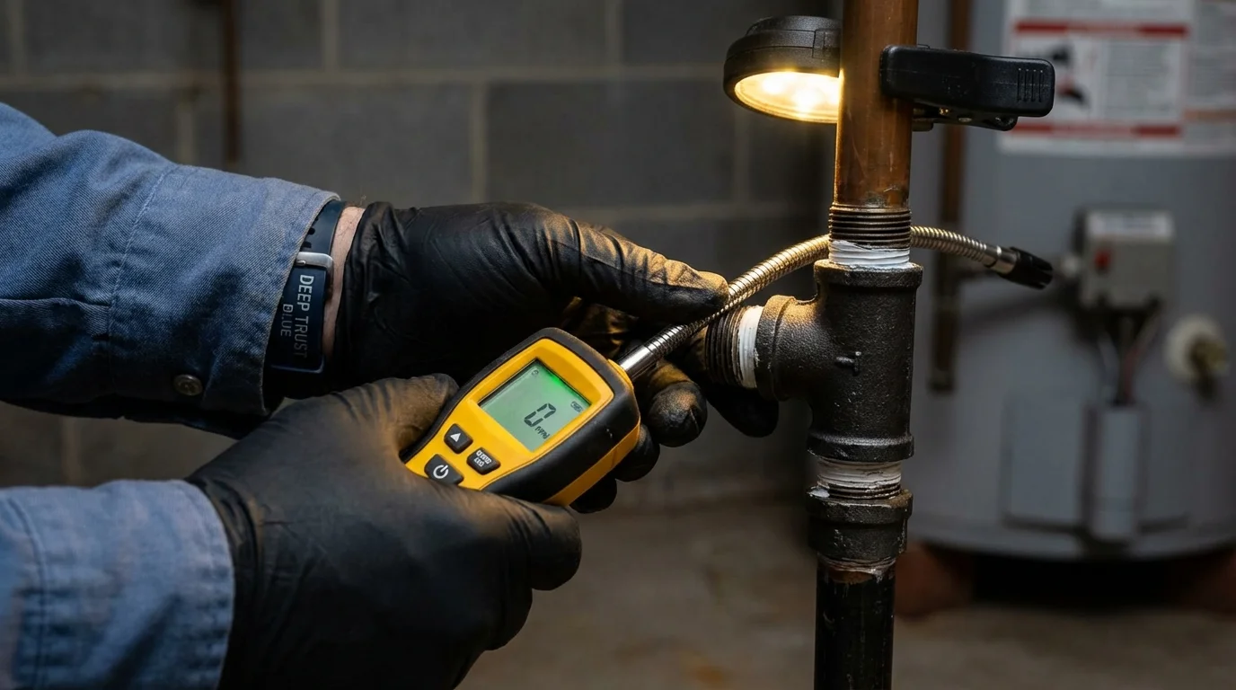 Gas leak detection with electronic sniffer by Johns Plumbing LLC in Hinesville